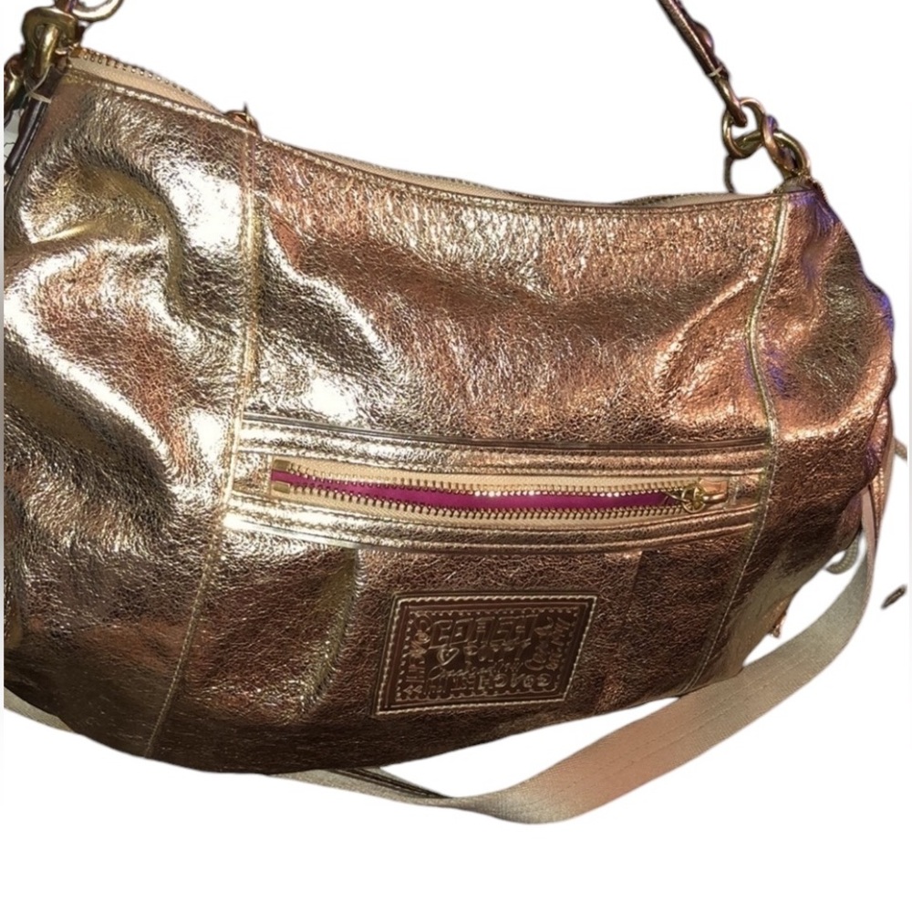 Coach Metallic Gold Shoulder bag two different straps great gift idea NWT